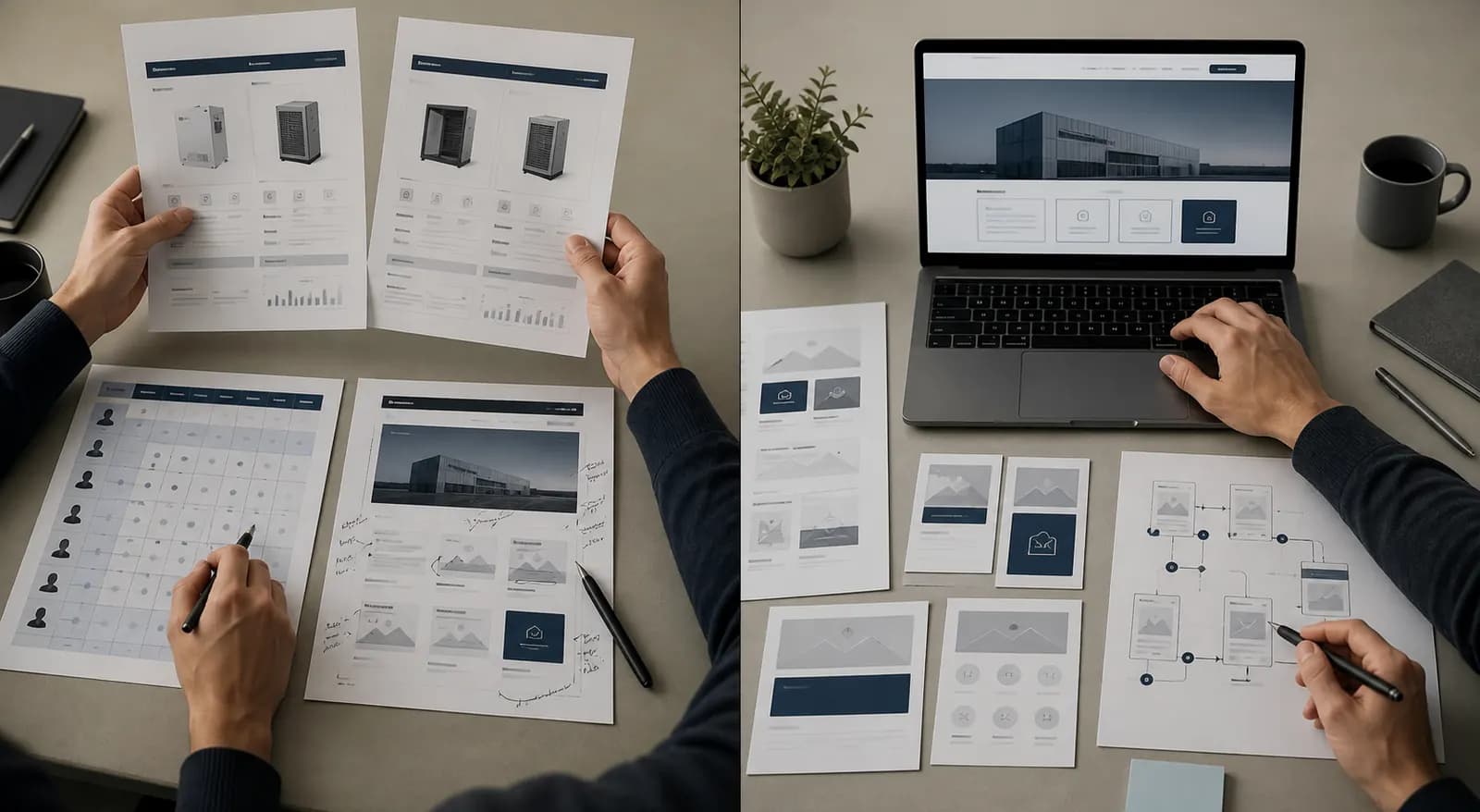 Materiali e schermate usati per progettare un ecosistema digitale coordinato.